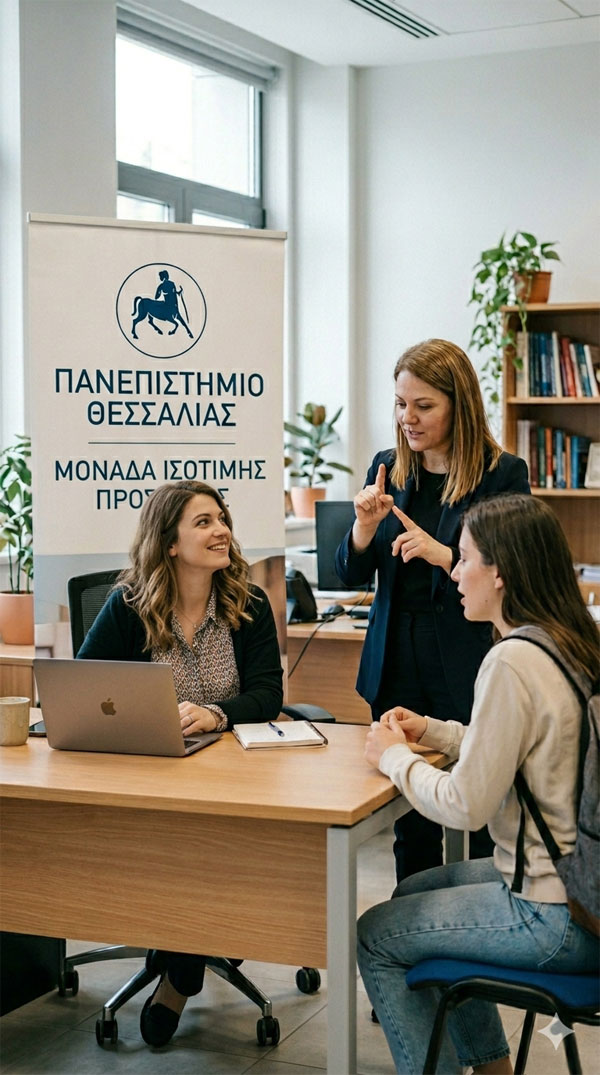 Φωτογραφία που δείχνει να επικοινωνούν 3 άνθρωποι μεταξύ τους
